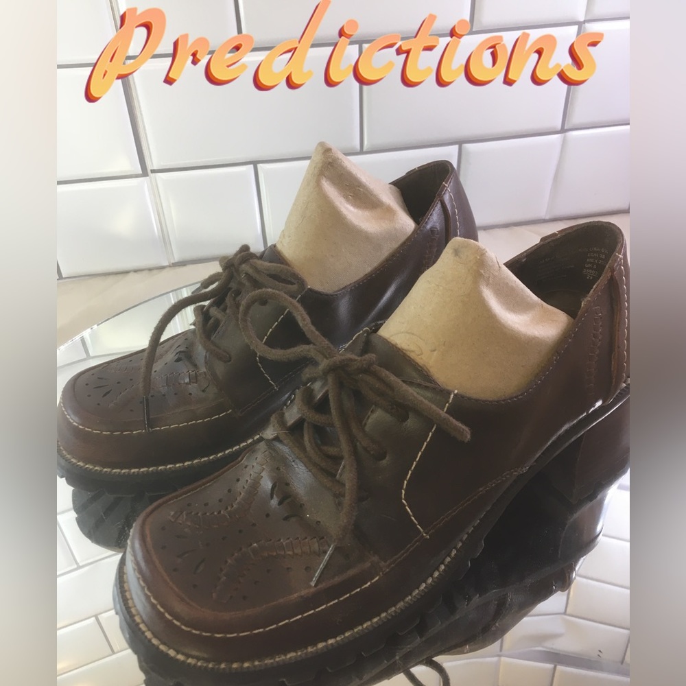 Predictions Brown Heeled Loafers Womens 6.5